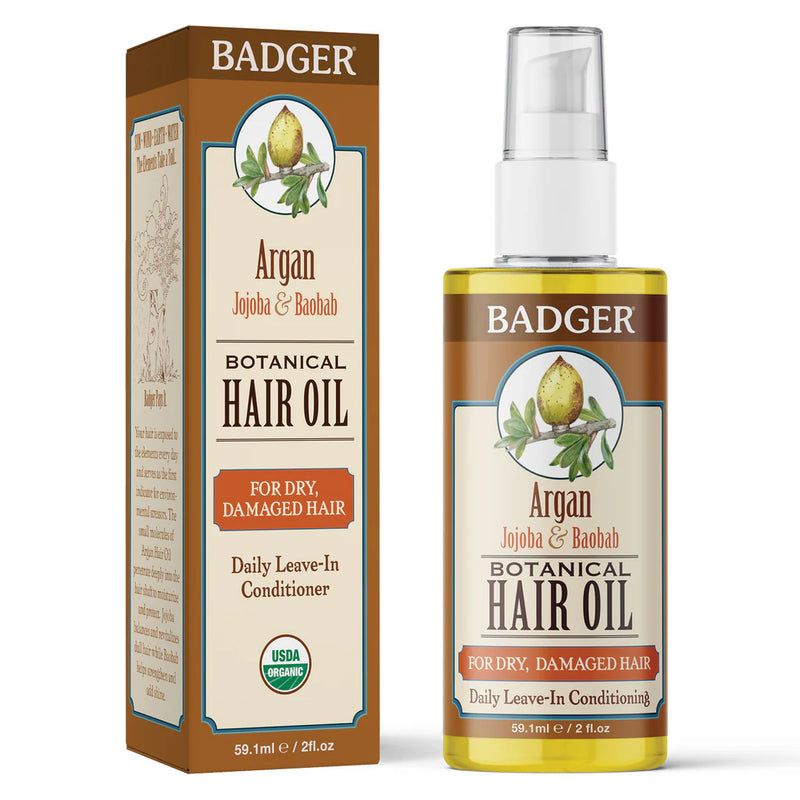 Badger Argan Hair Oil for Dry Damaged Hair